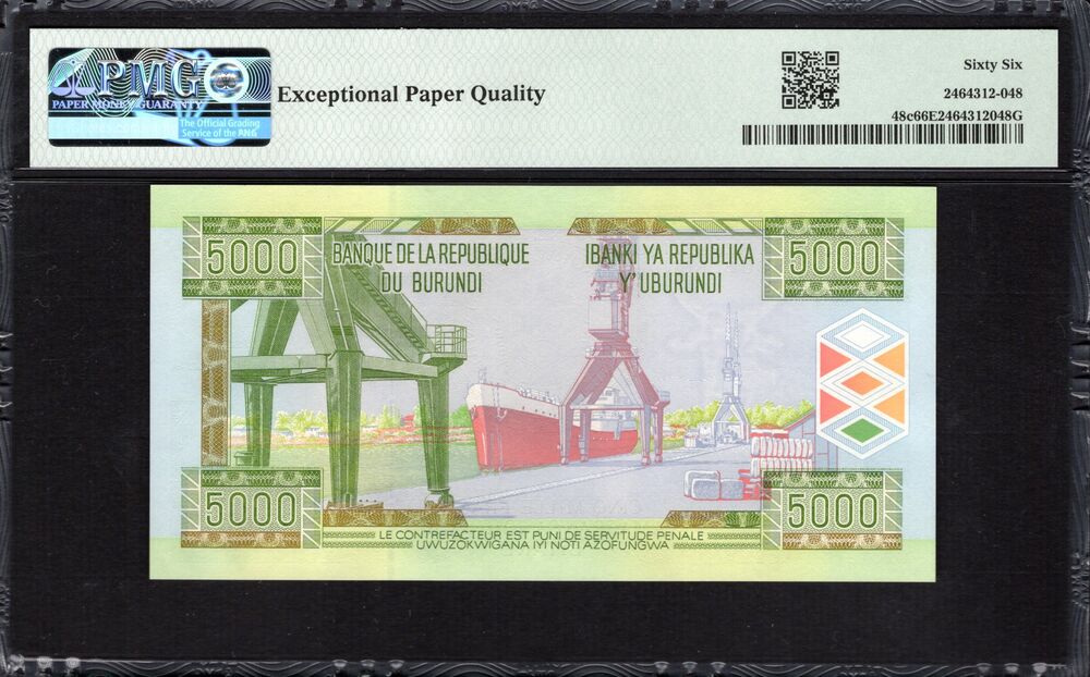 Burundi -  5000 Francs 2013 - Pick # 48c - PMG 66 EPQ