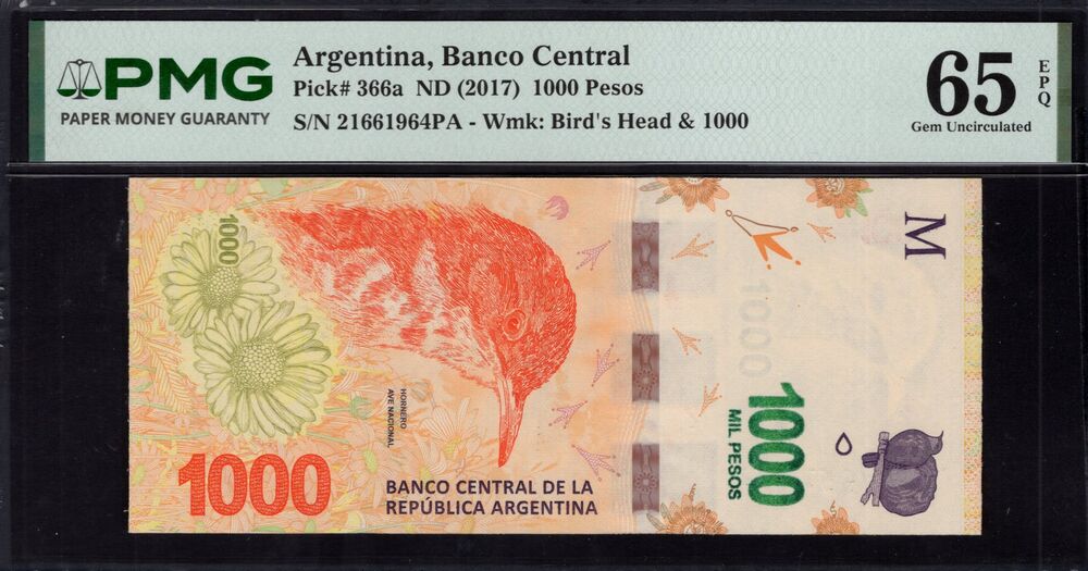 Argentinië -  1000 Pesos 2017 - Pick # 366a - PMG 65 EPQ