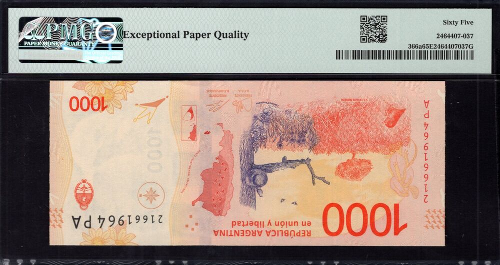 Argentinië -  1000 Pesos 2017 - Pick # 366a - PMG 65 EPQ