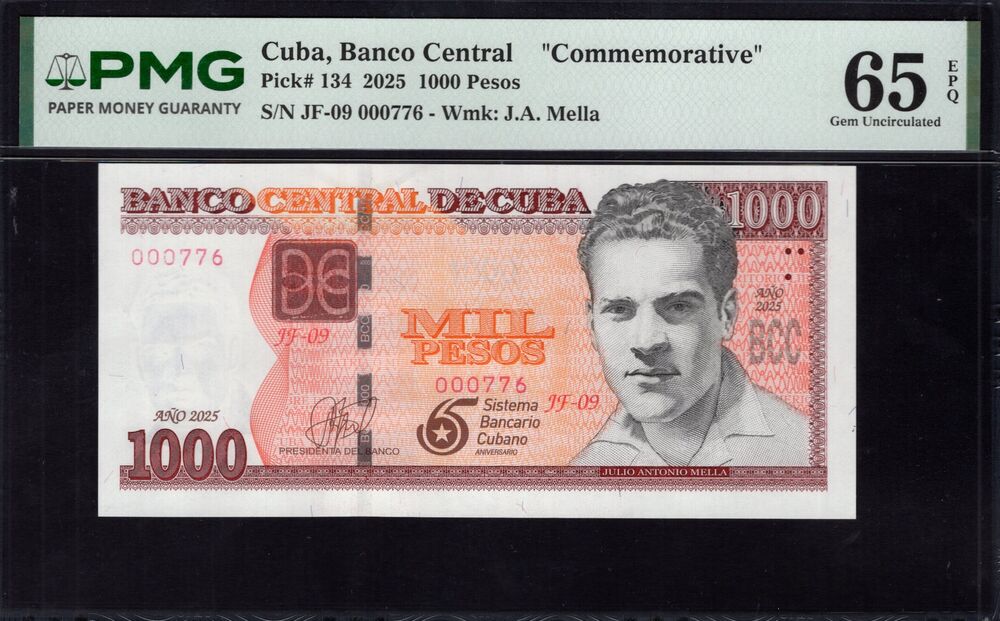 Cuba -  1000 Pesos 2025 - Pick # 134 - COMMEMORATIVE - PMG 65 EPQ