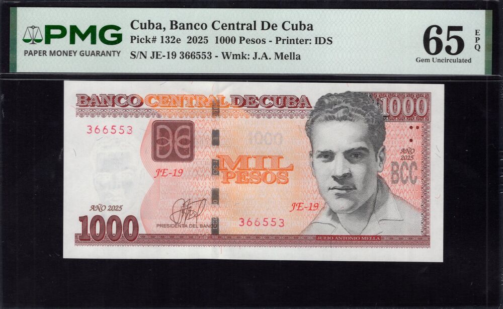 Cuba -  1000 Pesos 2025 - Pick # 132e - PMG 65 EPQ