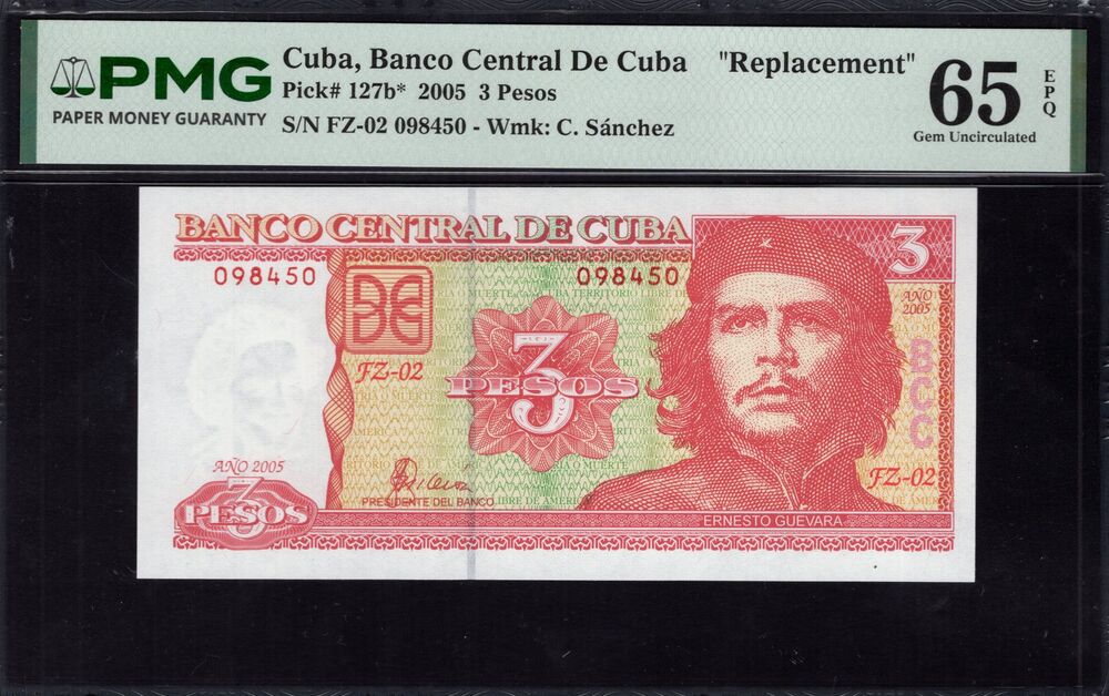 Cuba -  3 Pesos 2005 - Pick # 127b* - PMG 65 EPQ