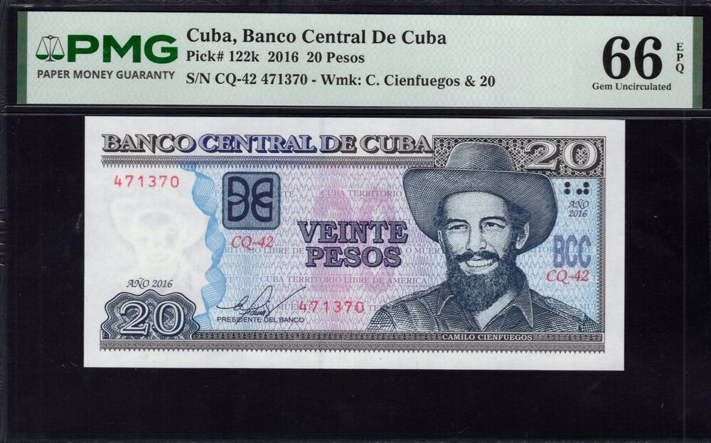 Cuba -  20 Pesos 2016 - Pick # 122k - PMG 66 EPQ