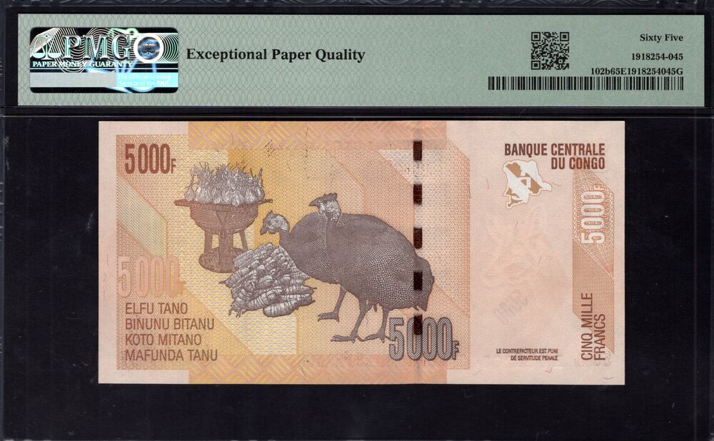 Congo Democratic Republic -  5000 Francs 2013 - Pick # 102b - PMG 65 EPQ