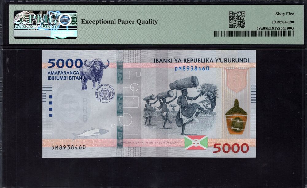 Burundi -  5000 Francs 2022 - Pick # 58a - PMG 65 EPQ