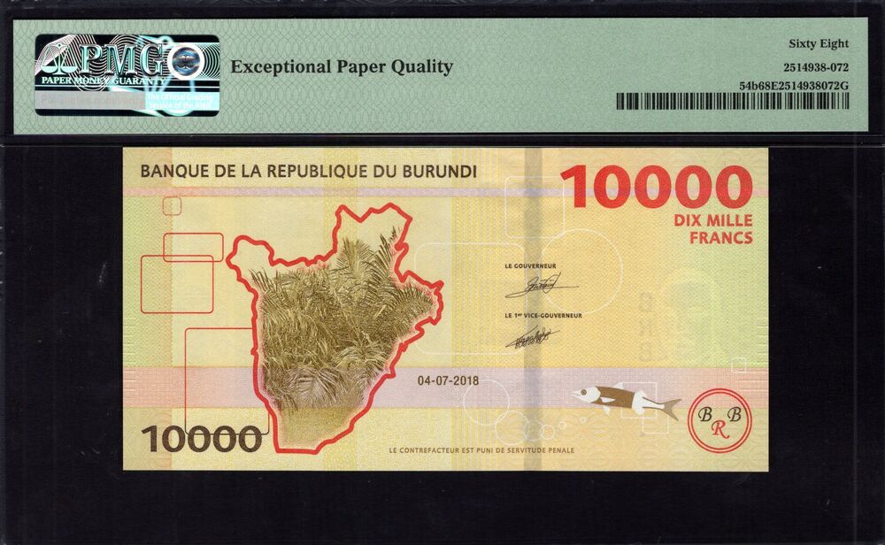 Burundi -  10.000 Francs 2018 - Pick # 54b - PMG 68 EPQ