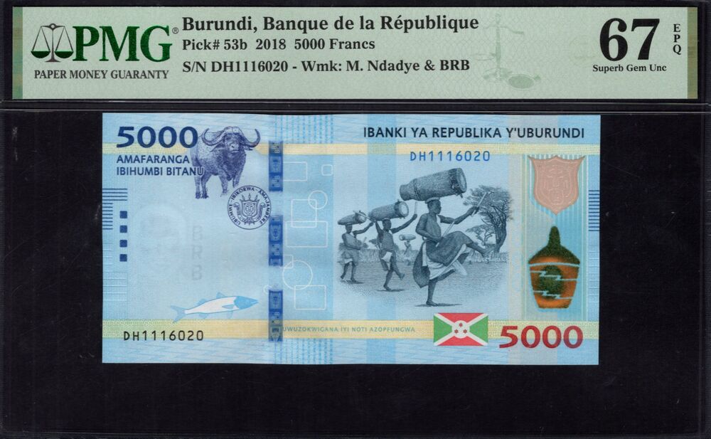 Burundi -  5000 Francs 2018 - Pick # 53b - PMG 67 EPQ