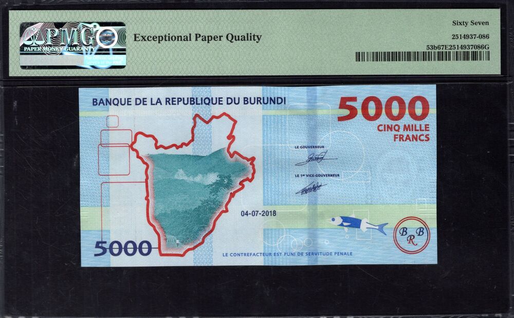 Burundi -  5000 Francs 2018 - Pick # 53b - PMG 67 EPQ