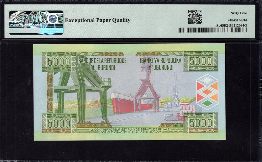 Burundi -  5000 Francs 2013 - Pick # 48c - PMG 65 EPQ