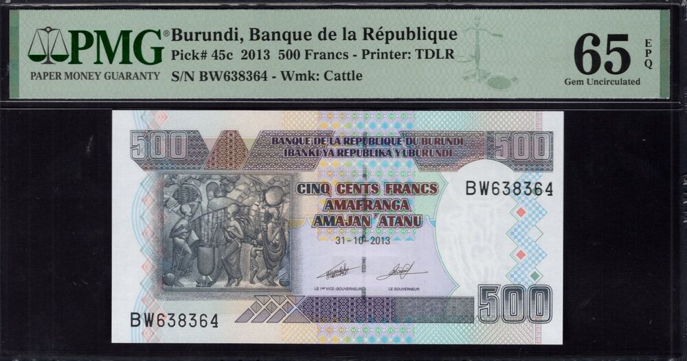 Burundi -  500 Francs 2013 - Pick # 45c - PMG 65 EPQ