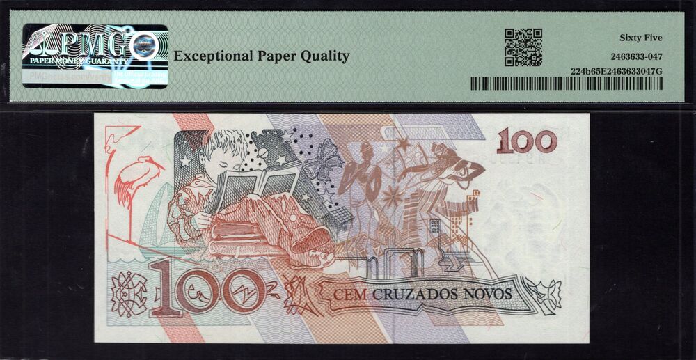 Brazil -  100 Cruzeiros 1990 - Pick # 224b - PMG 65 EPQ