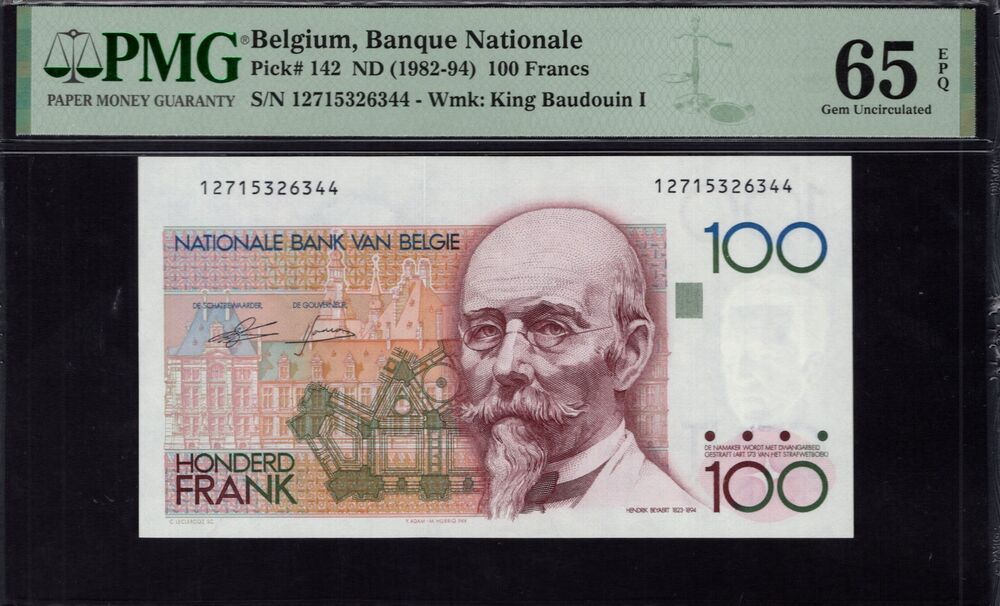 Belgium - 100 Francs 1982 - pick # 142 - PMG 65 EPQ