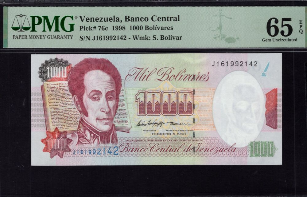 Venezuela -  1000 Bolívares 1998 - Pick # 76c - PMG 65 EPQ
