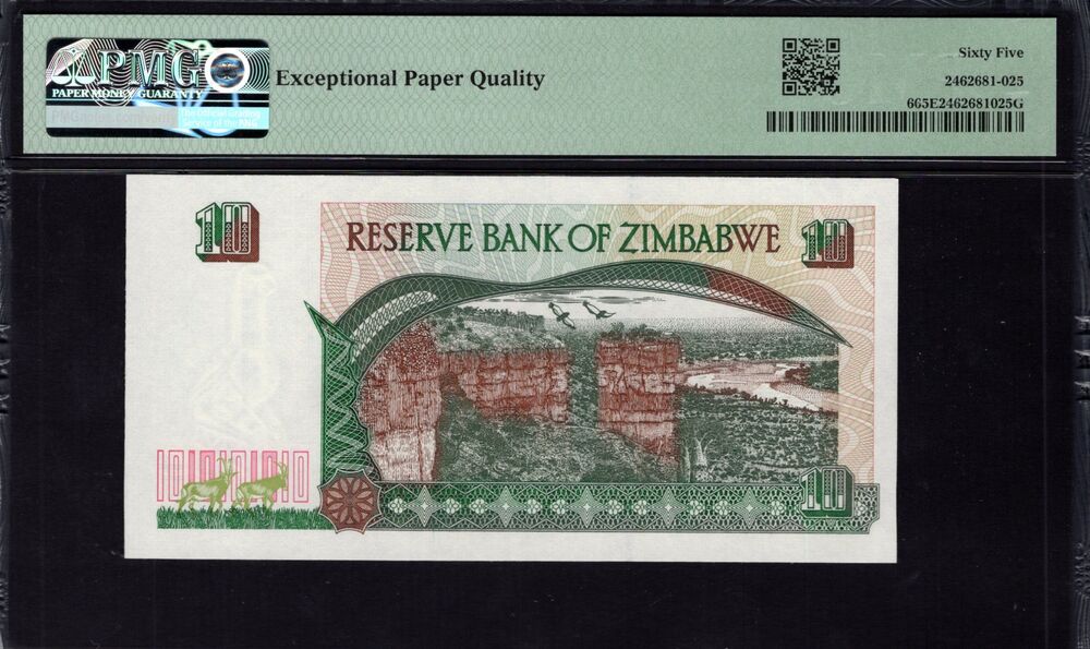 Zimbabwe -  10 Dollars 1997 - Pick # 6 - PMG 65 EPQ