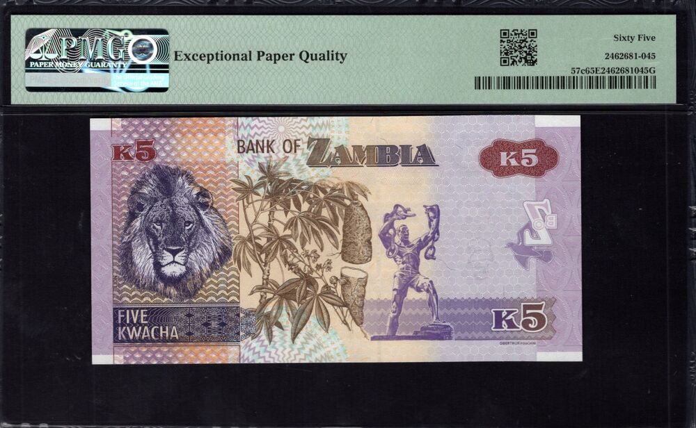 Zambia -  5 Kwacha 2020 - Pick # 57c - PMG 65 EPQ