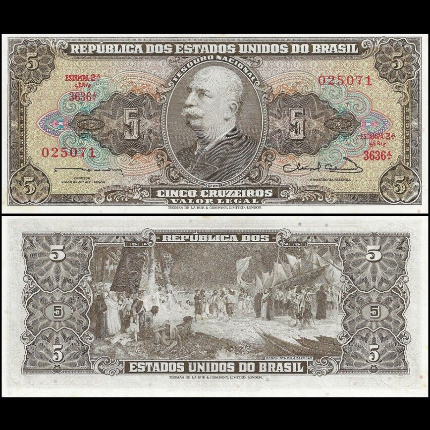 Brazil -  5 Cruzeiros 1963 - Pick # 176b - Set 10 PCS