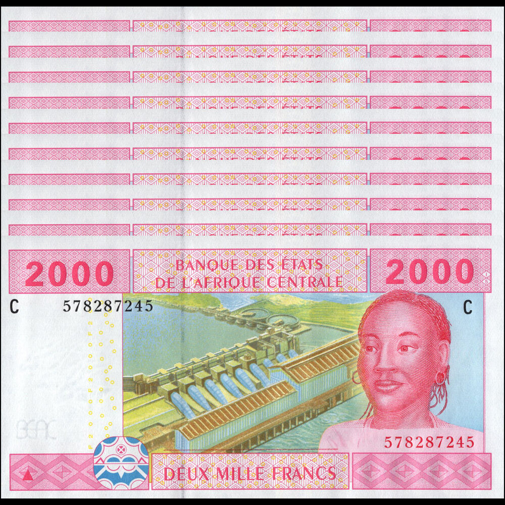 C.A.S. Chad - 2000 Francs 2002 - Pick- 608C / B108Ce - Set 10 PCS