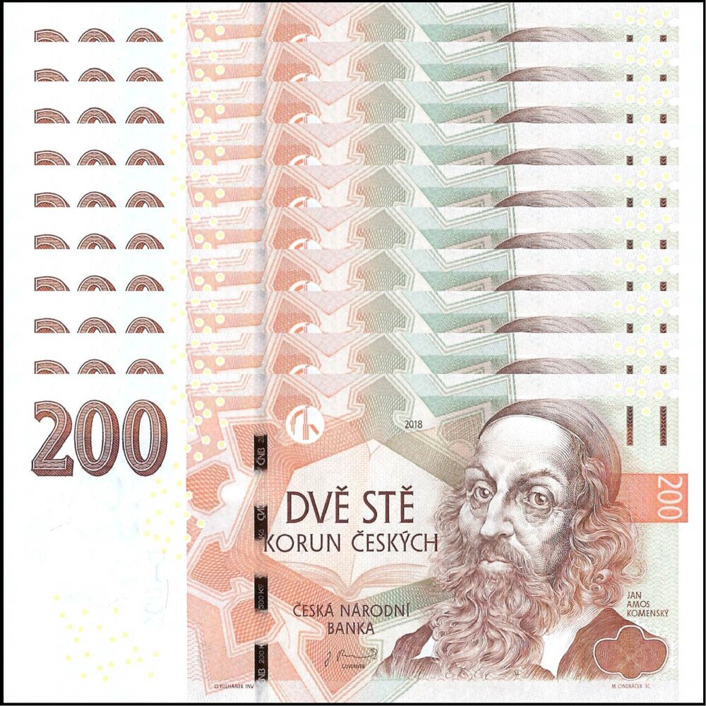 Czech Republic -  200 Korun 2018 - Pick # 19f - Set 10 PCS