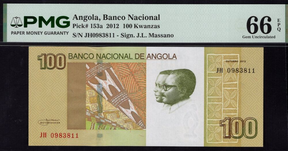 Angola -  100 Kwanzas 2012 - Pick # 153a - PMG 66 EPQ