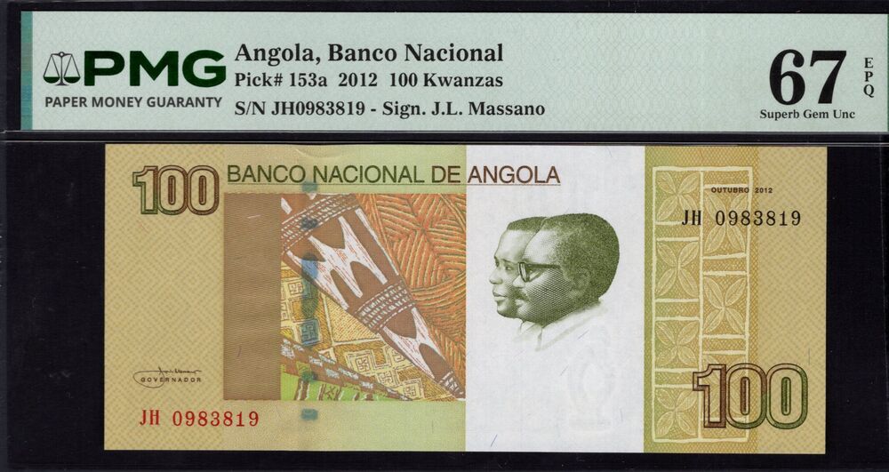 Angola -  100 Kwanzas 2012 - Pick # 153a - PMG 67 EPQ