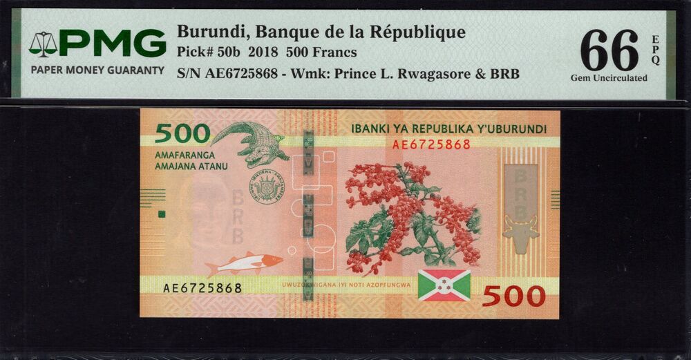 Burundi -  500 Francs 2018 - Pick # 50b - PMG 66 EPQ
