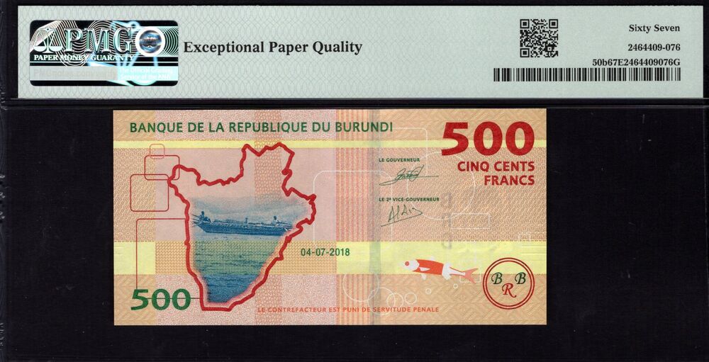 Burundi -  500 Francs 2018 - Pick # 50b - PMG 67 EPQ