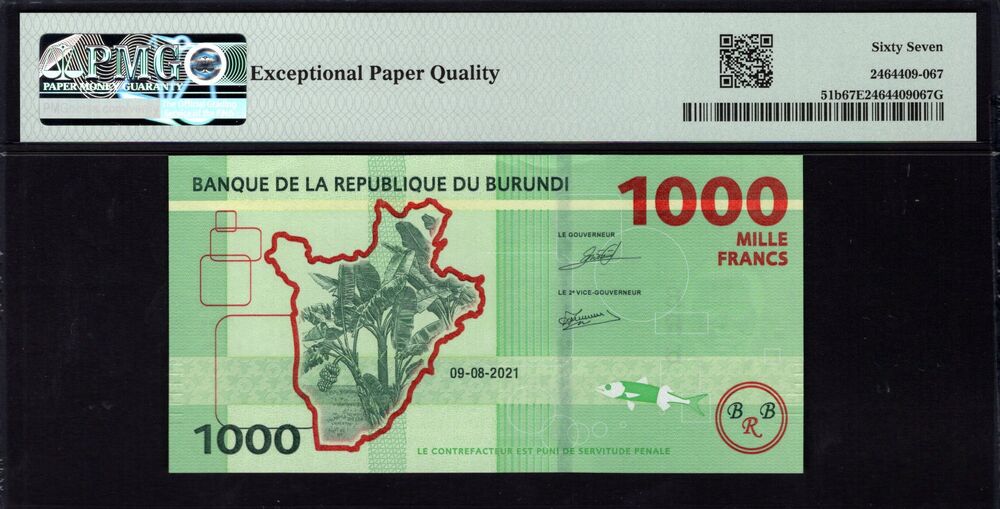 Burundi -  1000 Francs 2021 - Pick # 51b - PMG 67 EPQ