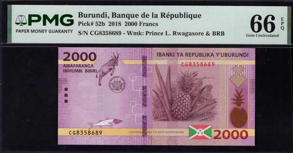 Burundi -  2000 Francs 2018 - Pick # 52b - PMG 66 EPQ