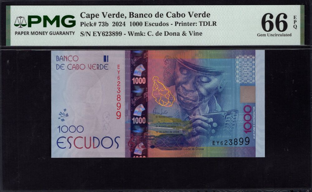Cape Verde -  1000 Escudos 2024 - Pick # 73b - PMG 66 EPQ