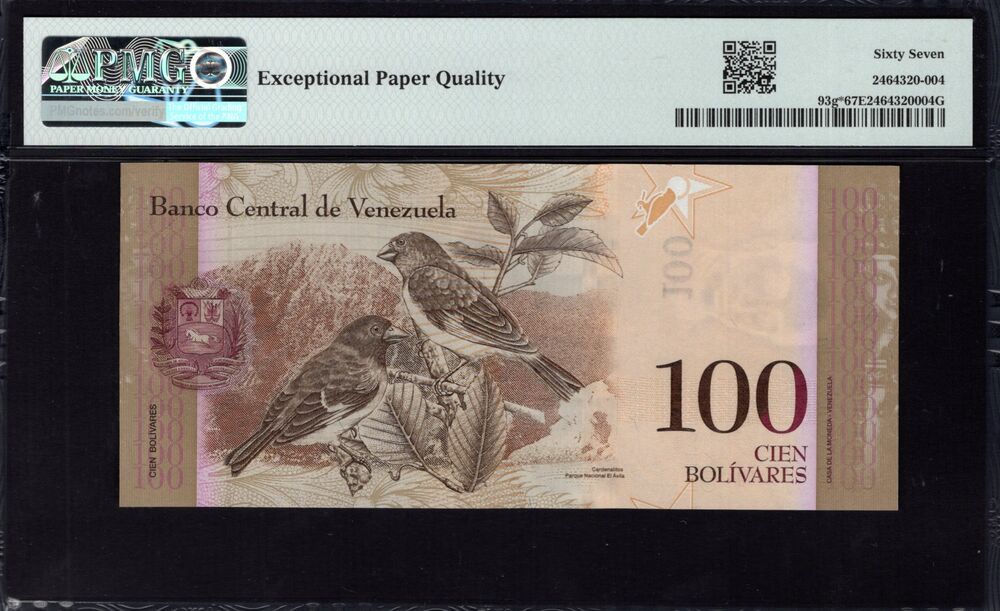 Venezuela -  100 Bolivares 2013 - Pick # 93g* - PMG 67 EPQ