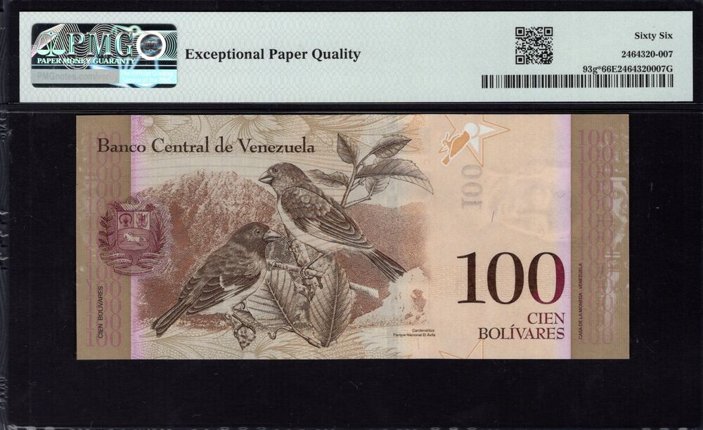 Venezuela -  100 Bolivares 2013 - Pick # 93g* - PMG 66 EPQ
