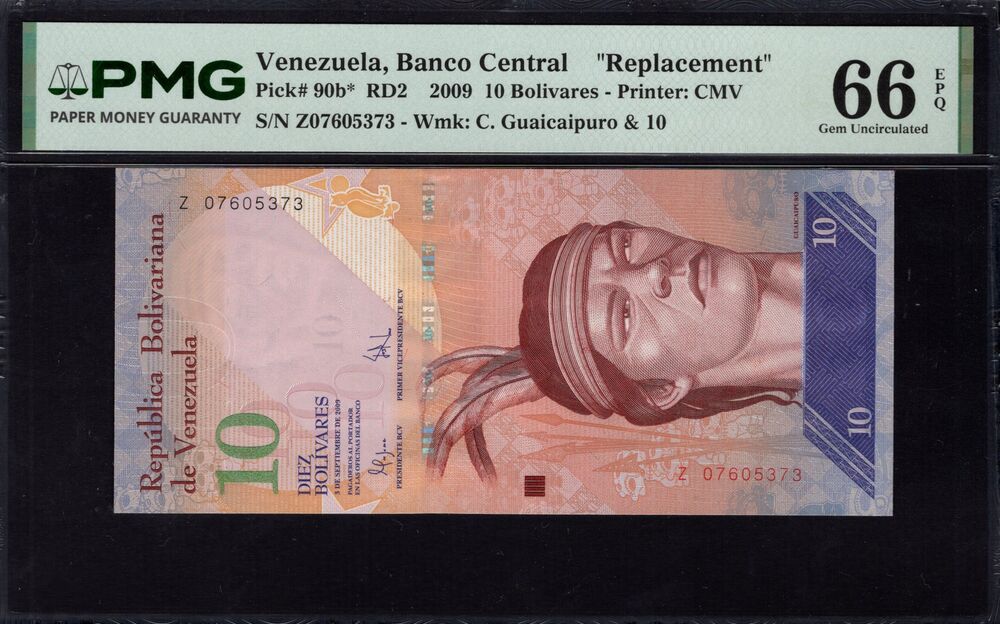 Venezuela -  10 Bolivares 2009 - Pick # 90b* - PMG 66 EPQ