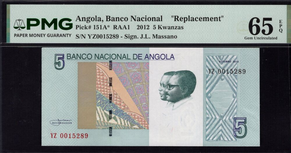 Angola -  5 Kwanzas 2012 - Pick # 151A* - PMG 65 EPQ