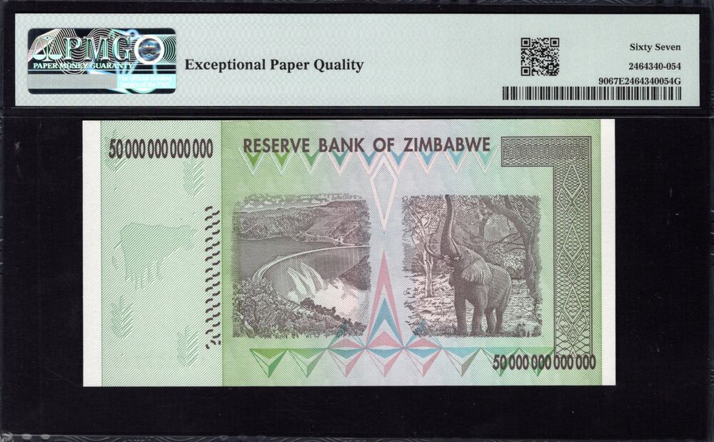 Zimbabwe -  50 Trillion Dollars 2008 - Pick # 90 - PMG 67 EPQ