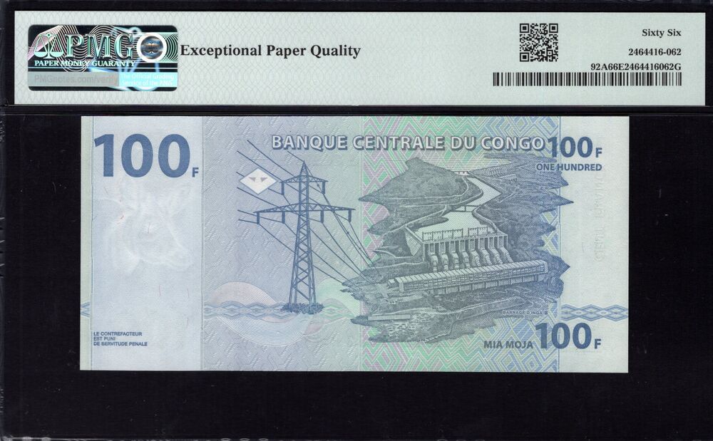 Congo Democratic Republic -  100 Francs 2000 - Pick # 92A - PMG 66 EPQ