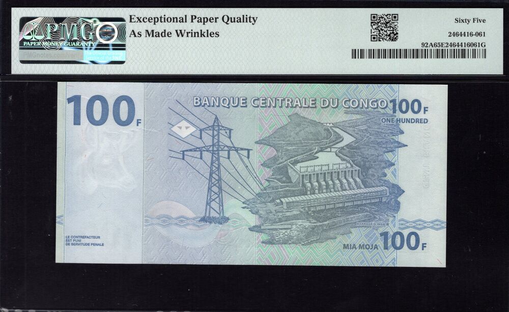 Congo Democratic Republic -  100 Francs 2000 - Pick # 92A - PMG 65 EPQ