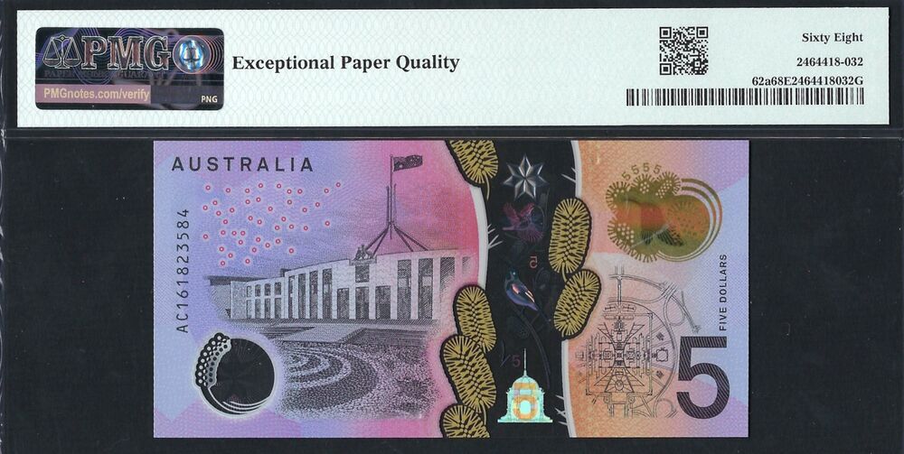 Australia -  5 Dollars 2016 - Pick # 62a - PMG 68 EPQ