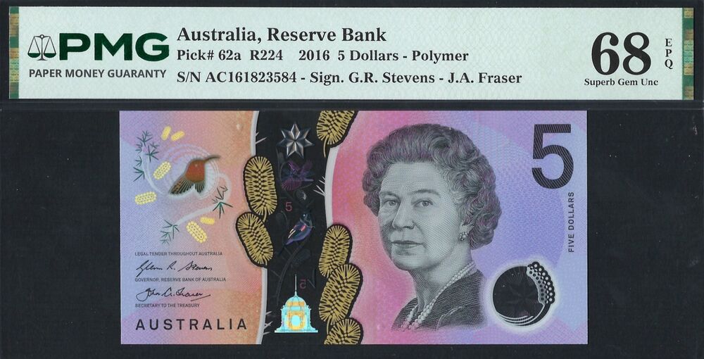 Australia -  5 Dollars 2016 - Pick # 62a - PMG 68 EPQ