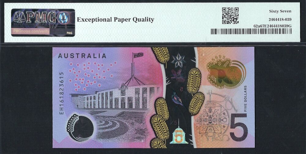 Australia -  5 Dollars 2016 - Pick # 62a - PMG 67 EPQ