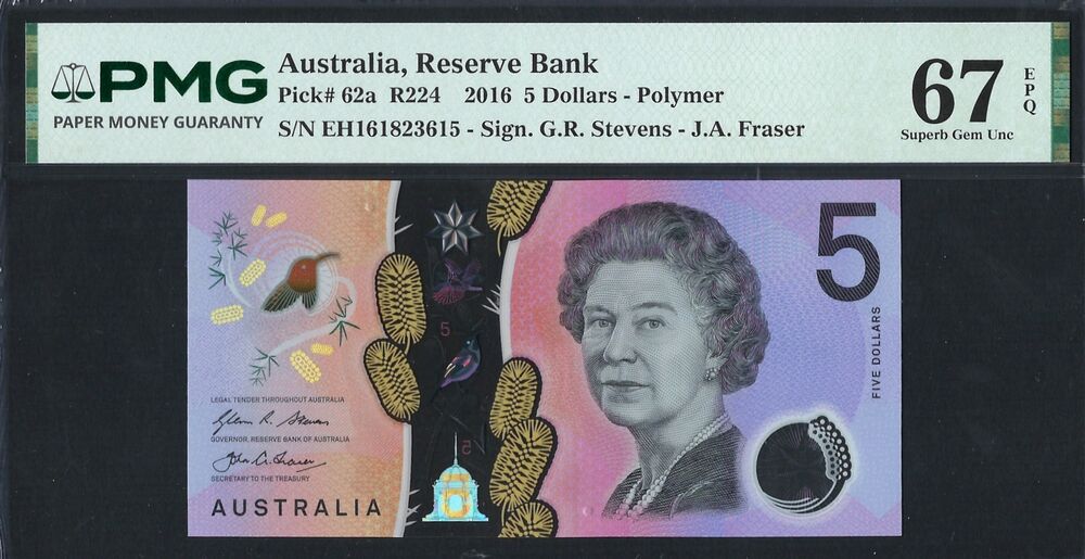 Australia -  5 Dollars 2016 - Pick # 62a - PMG 67 EPQ