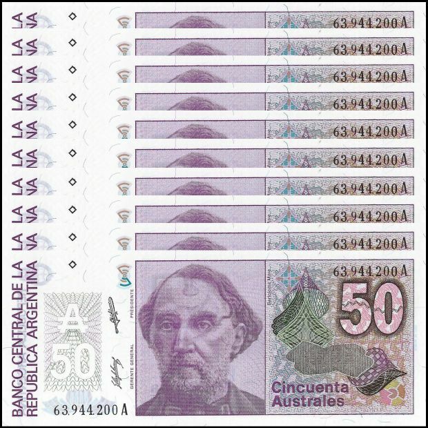 Argentinië -  50 Australes 1986 - Pick # 326 - Set 10 PCS