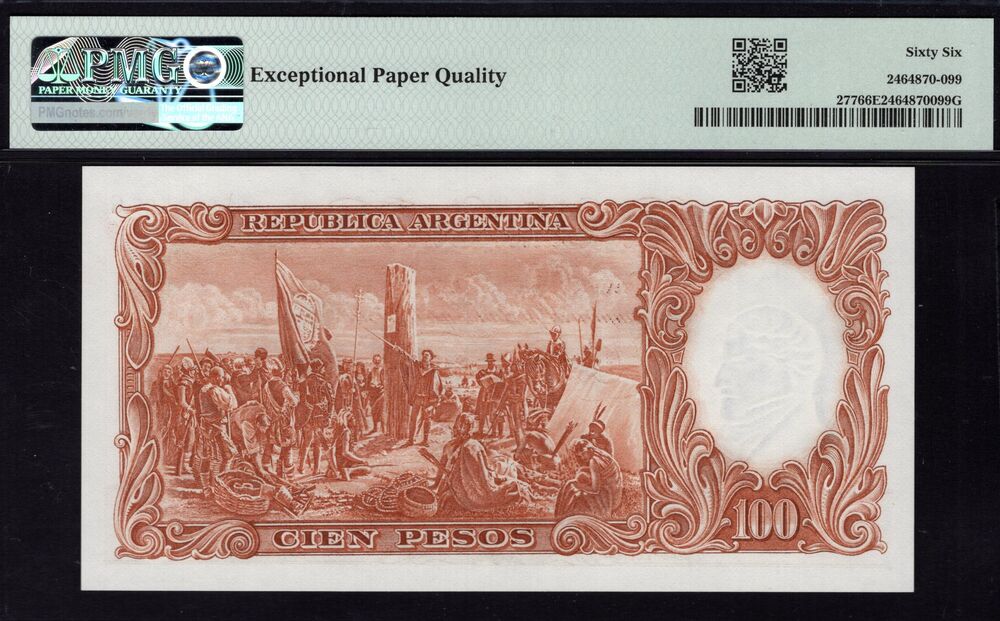 Argentina - 100 Pesos 1967 - Pick # 277 - PMG 66 EPQ