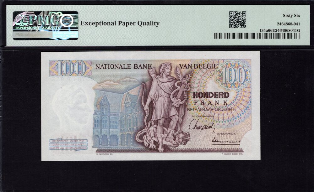 Belgium - 100 Francs 1962 - pick # 134a - PMG 66 EPQ