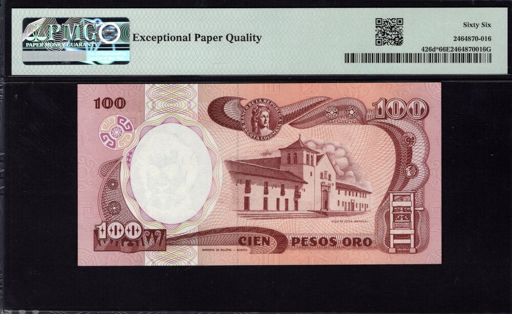 Colombia - 100 Pesos Oro 1989 - Pick # 426d* - PMG 66 EPQ