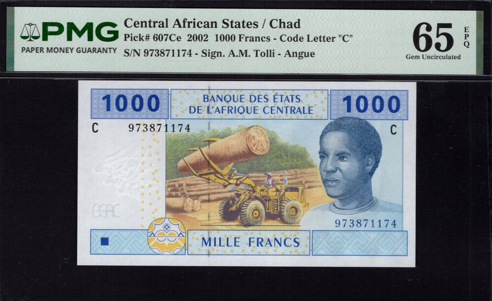 Chad - 1000 Francs 2002 - Pick # 607Ce - PMG 65 EPQ
