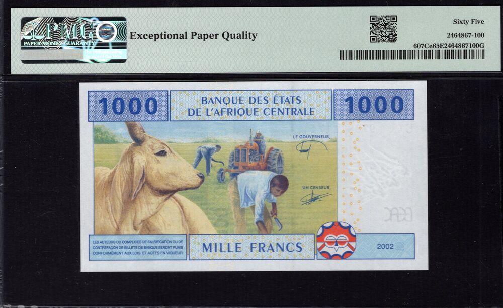 Chad - 1000 Francs 2002 - Pick # 607Ce - PMG 65 EPQ