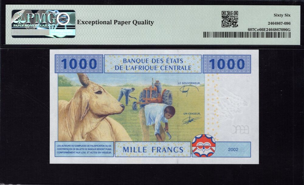 Chad - 1000 Francs 2002 - Pick # 607Ce - PMG 66 EPQ