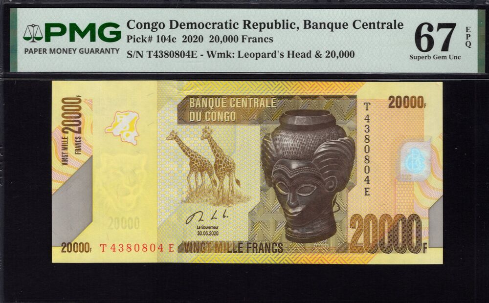 Congo Democratic Republic - 20.000 Francs 2020 - Pick # 104c - PMG 67 EPQ