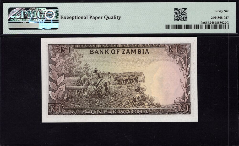 Zambia - 1 Kwacha 1976 - Pick # 19a - PMG 66 EPQ