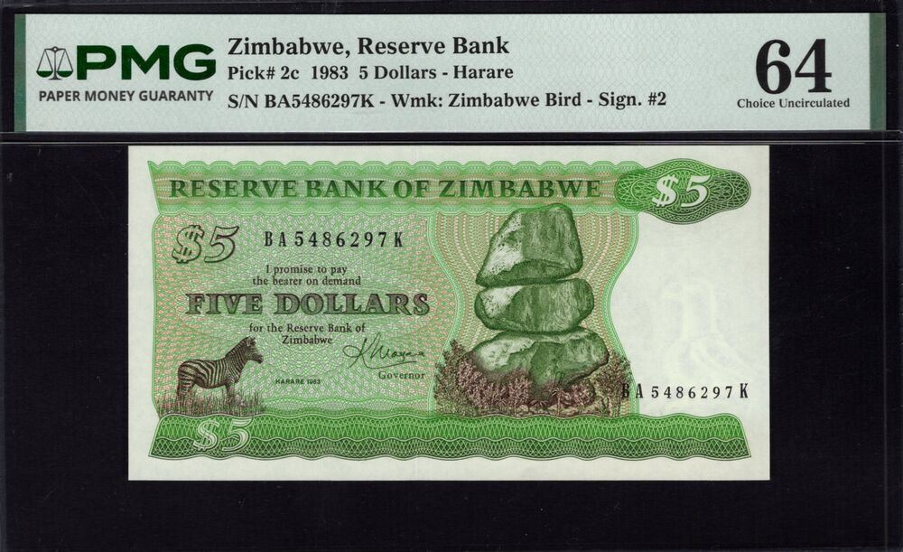 Zimbabwe - 5 Dollars 1983 - Pick # 2c - PMG 64